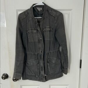 Kenar Utility Jacket size small military jacket gray zip up/buttons cotton